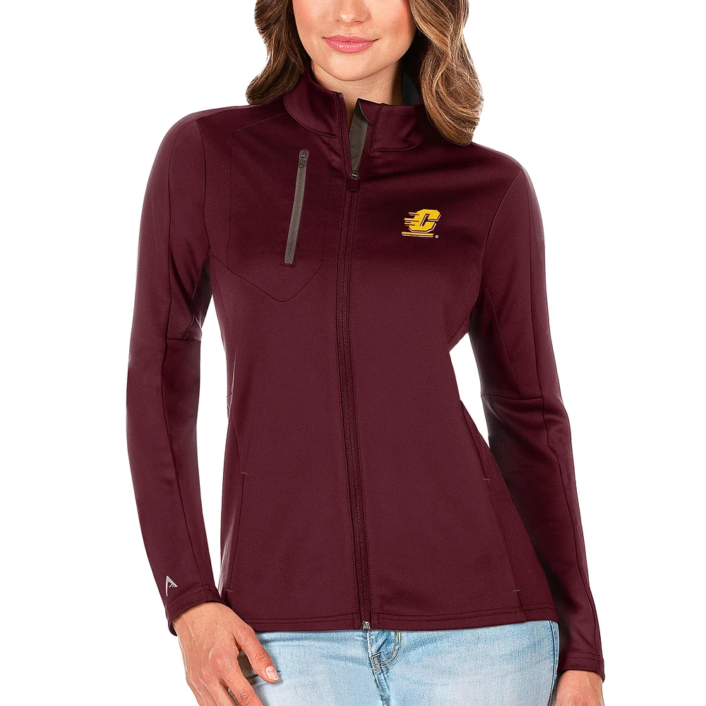 Women's Antigua Maroon/Graphite Central Michigan Chippewas Generation Full-Zip Jacket