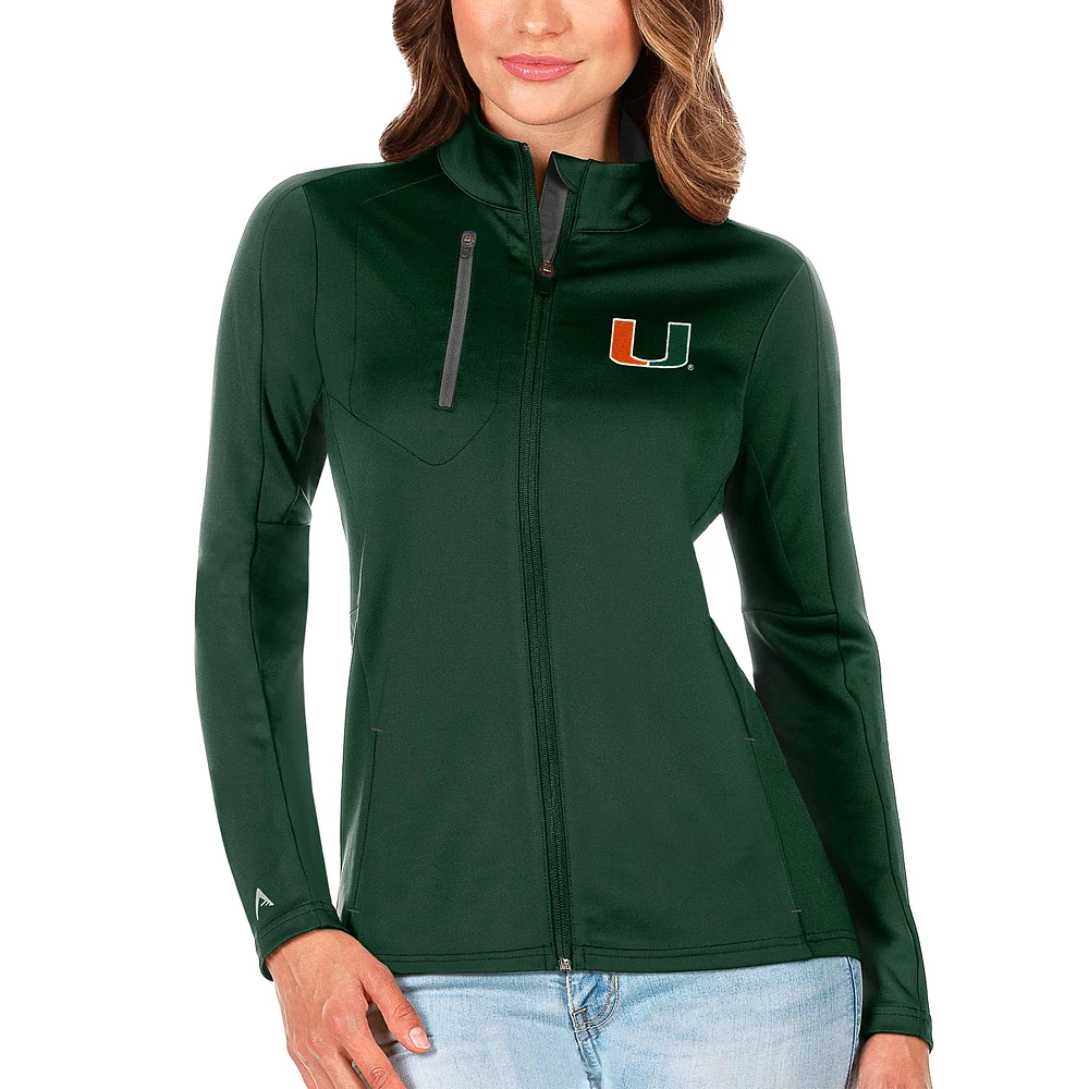 Women's Antigua /Graphite Miami Hurricanes Generation Full-Zip Jacket