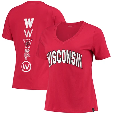 Women's Under Armour Red Wisconsin Badgers Spine Print V-Neck T-Shirt