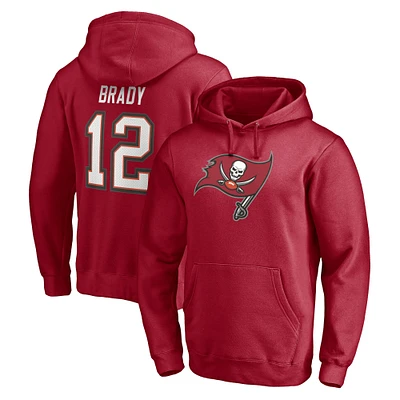 Men's Fanatics Tom Brady Red Tampa Bay Buccaneers Player Icon Name & Number Pullover Hoodie