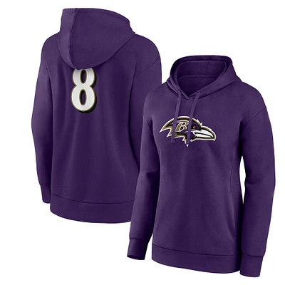 Women's Fanatics Lamar Jackson Purple Baltimore Ravens Player Icon Name & Number Pullover Hoodie