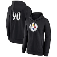 Women's Fanatics T.J. Watt Black Pittsburgh Steelers Player Icon Name & Number Pullover Hoodie