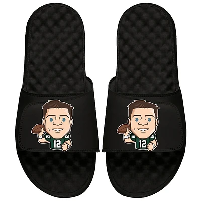 Men's ISlide Aaron Rodgers Black NFLPA Emoji Slide Sandals