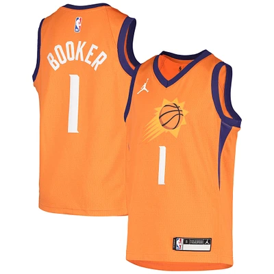 Youth Jordan Brand Devin Booker Orange Phoenix Suns 2020/21 Swingman Player Jersey - Statement Edition