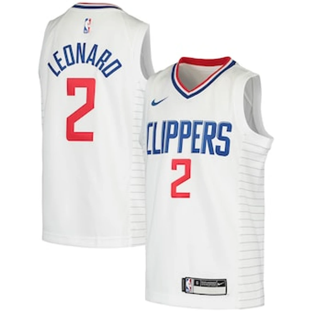 Youth Nike Kawhi Leonard White LA Clippers 2020/21 Swingman Jersey - Association Edition