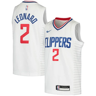 Youth Nike Kawhi Leonard White LA Clippers 2020/21 Swingman Jersey - Association Edition