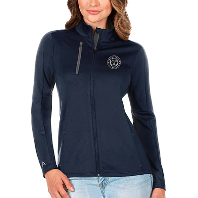 Women's Antigua Navy/Silver Philadelphia Union Generation Full-Zip Jacket