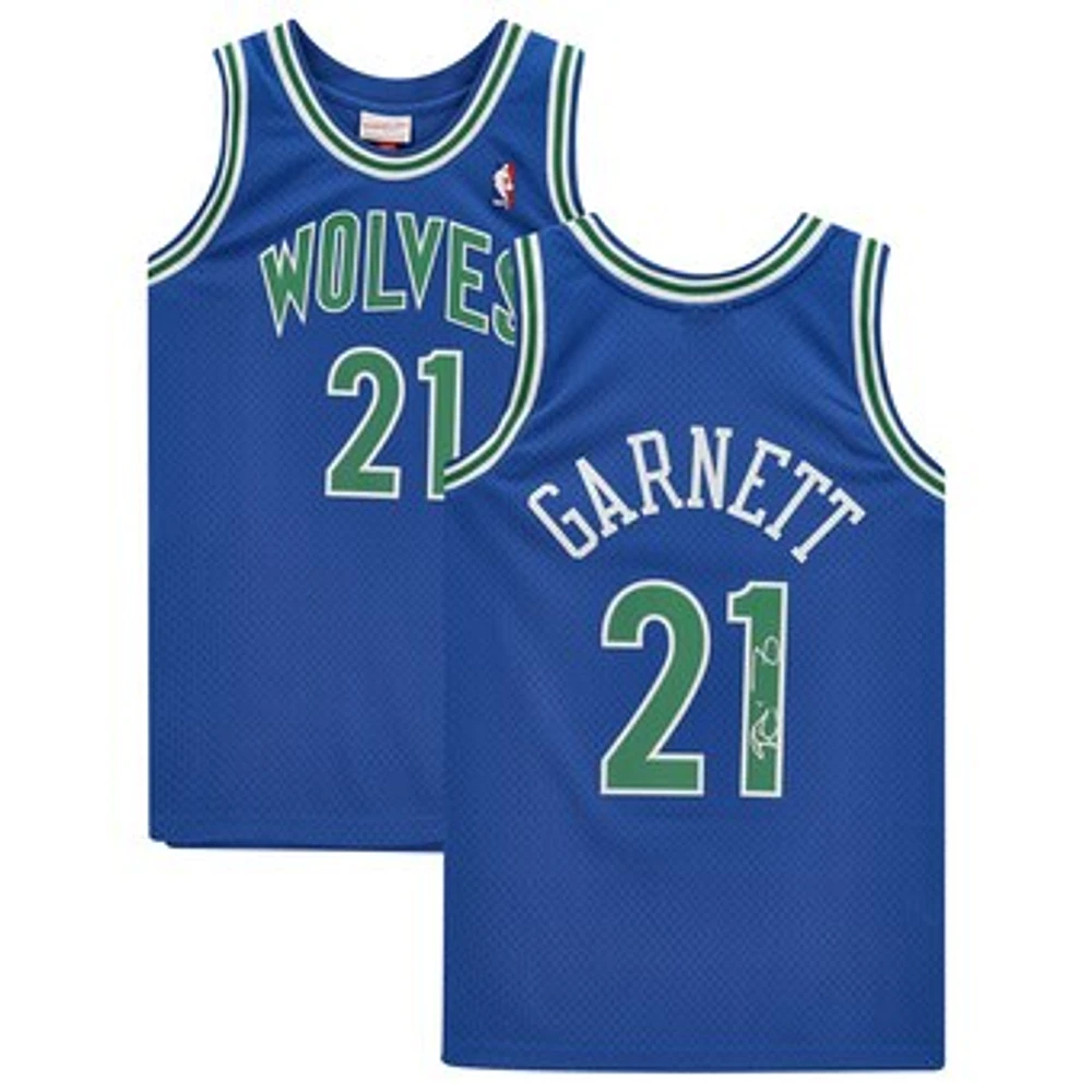 Kevin Garnett Minnesota Timberwolves Autographed Blue Mitchell and Ness 1995 Hardwood Classic Swingman Jersey