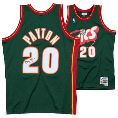 Gary Payton Seattle Supersonics Autographed Green Mitchell and Ness 1995 Swingman Jersey with "HOF 13" Inscription