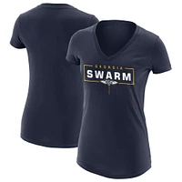 Women's Navy Georgia Swarm V-Neck Primary Logo T-Shirt