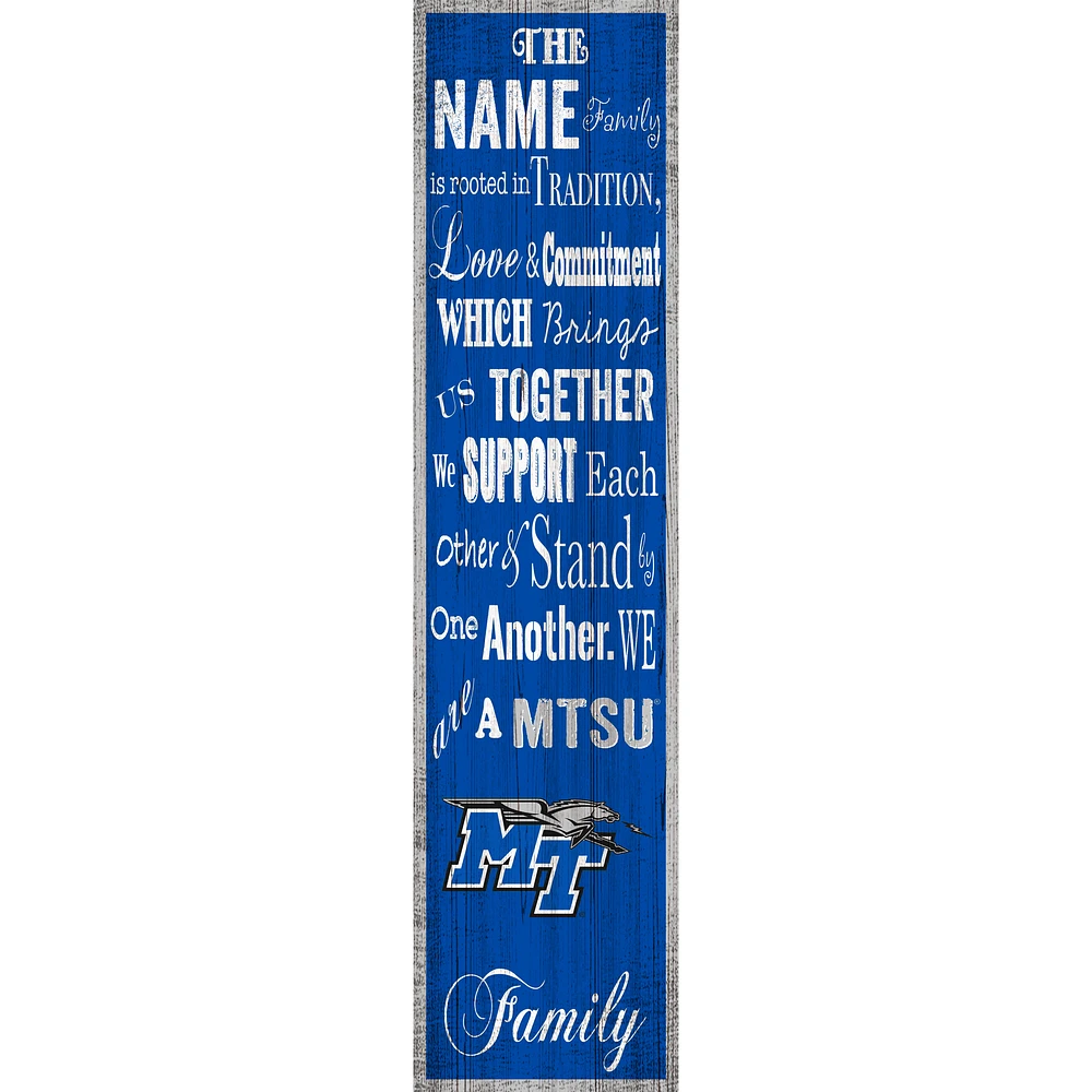 MTSU Blue Raiders 6'' x 24'' Personalized Family Banner Sign
