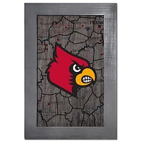 Louisville Cardinals 11'' x 19'' Framed Team City Map Sign