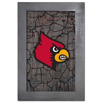 Louisville Cardinals 11'' x 19'' Framed Team City Map Sign