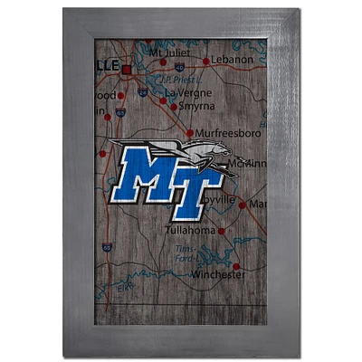 MTSU Blue Raiders 11'' x 19'' Framed Team City Map Sign