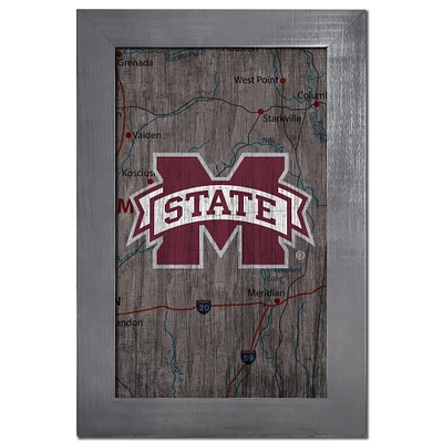 Mississippi State Bulldogs 11'' x 19'' Framed Team City Map Sign