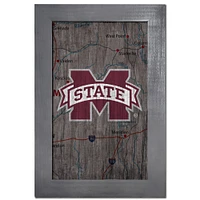 Mississippi State Bulldogs 11'' x 19'' Framed Team City Map Sign