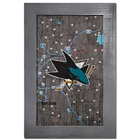 San Jose Sharks 11'' x 19'' Framed Team City Map Sign