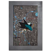 San Jose Sharks 11'' x 19'' Framed Team City Map Sign