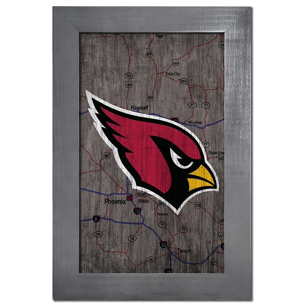Arizona Cardinals 11'' x 19'' Framed Team City Map Sign