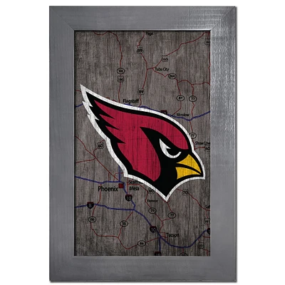 Arizona Cardinals 11'' x 19'' Framed Team City Map Sign