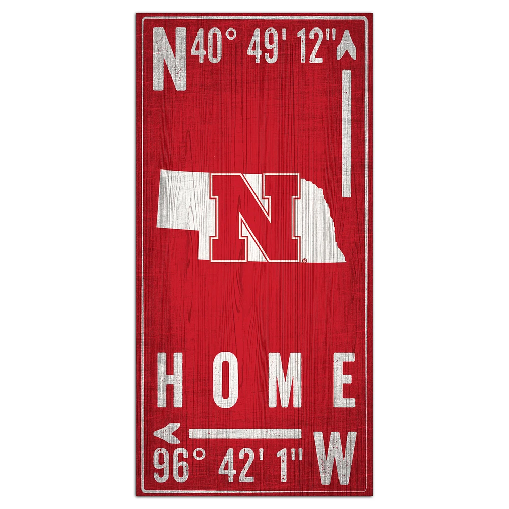 Nebraska Huskers 6'' x 12'' Team Coordinate Sign