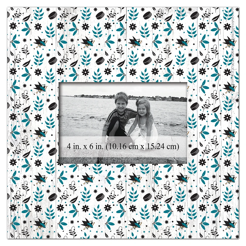 San Jose Sharks 10'' x 10'' Floral Pattern Frame