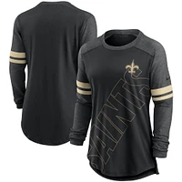 Women's Nike Black/Heathered Charcoal New Orleans Saints Team Outline Raglan Performance Long Sleeve T-Shirt