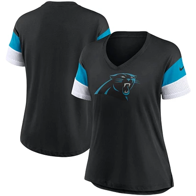 Women's Nike Black Carolina Panthers Team Logo Fashion Performance Tri-Blend V-Neck T-Shirt