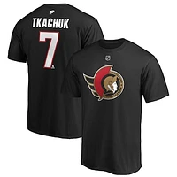 Men's Fanatics Brady Tkachuk Black Ottawa Senators Logo Authentic Stack Name and Number - T-Shirt