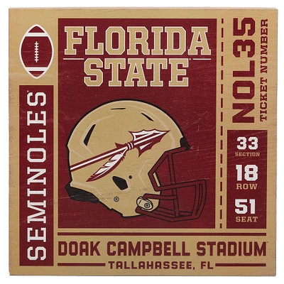 Florida State Seminoles 14'' x 14'' Team Deep Wood Sign