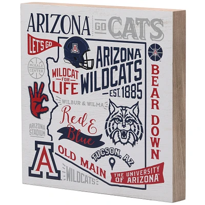 Arizona Wildcats 14'' x 14'' Team State Deep Wood Sign