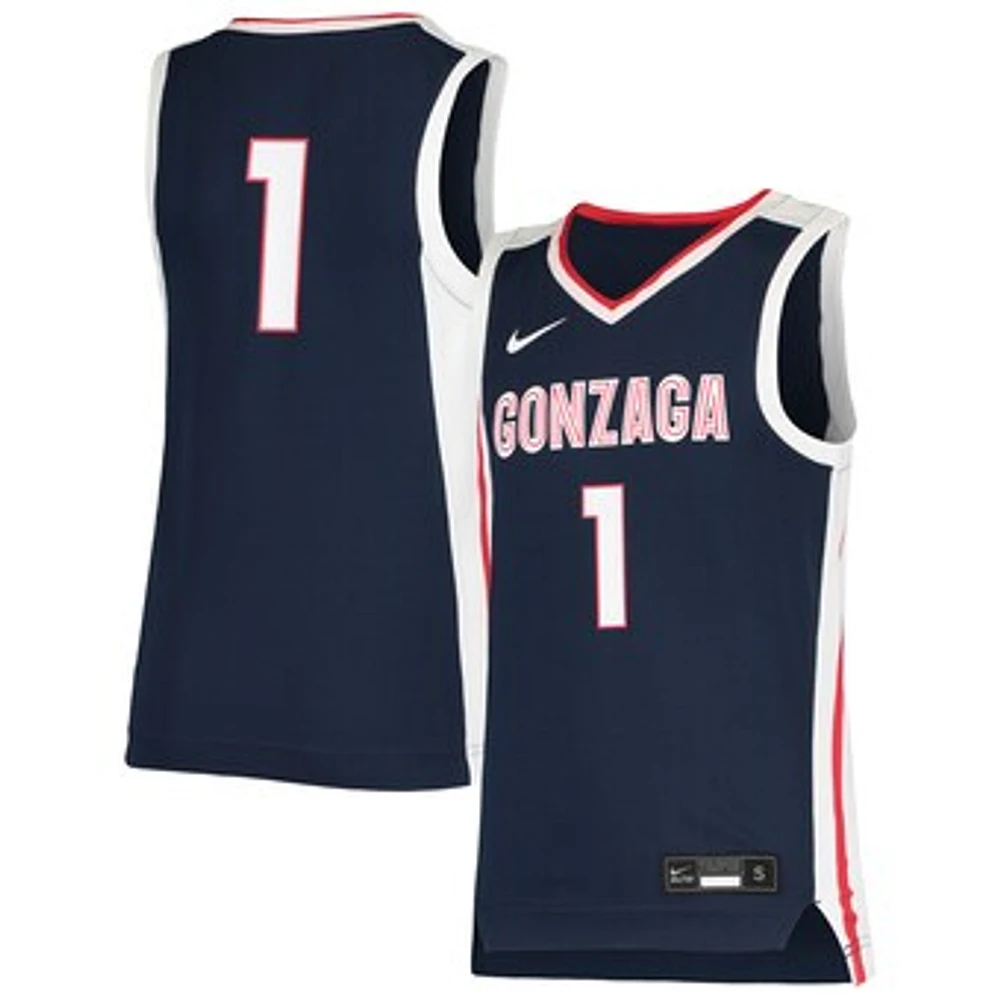 Youth Nike #1 Navy Gonzaga Bulldogs Team Replica Basketball Jersey