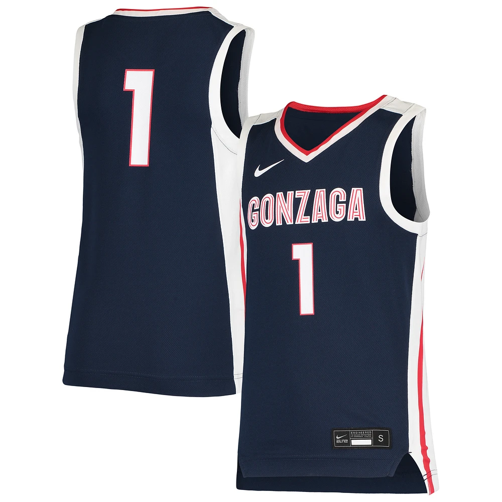 Youth Nike #1 Navy Gonzaga Bulldogs Team Replica Basketball Jersey