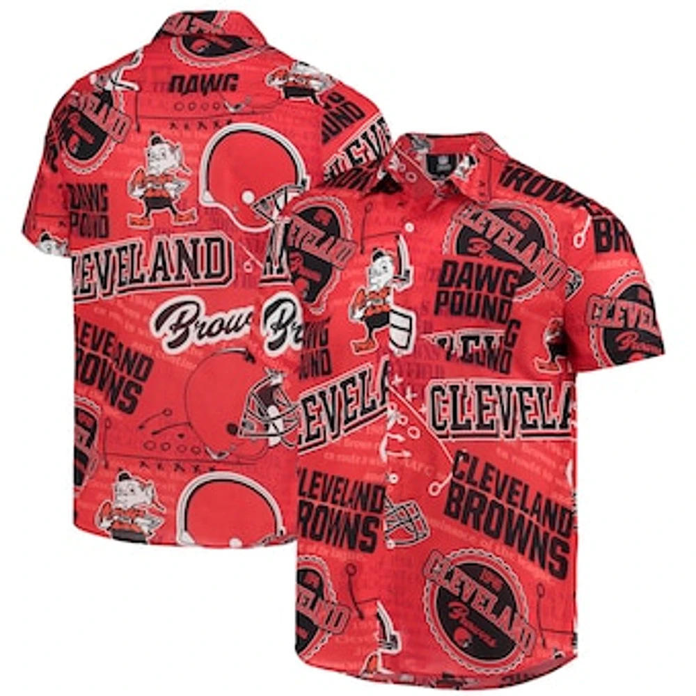 Men's FOCO Orange Cleveland Browns Thematic Button-Up Shirt