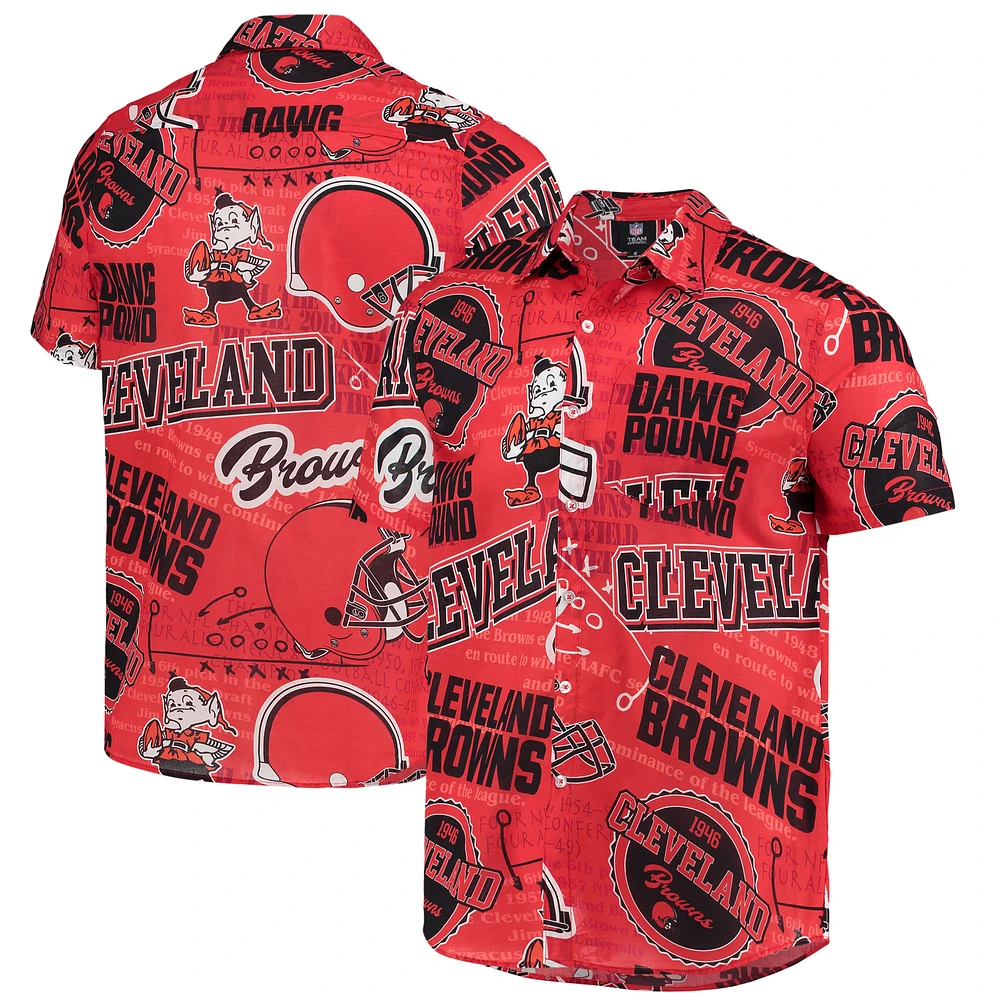 Men's FOCO Orange Cleveland Browns Thematic Button-Up Shirt