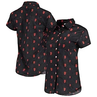 Women's FOCO Black San Francisco Giants Floral Button Up Shirt