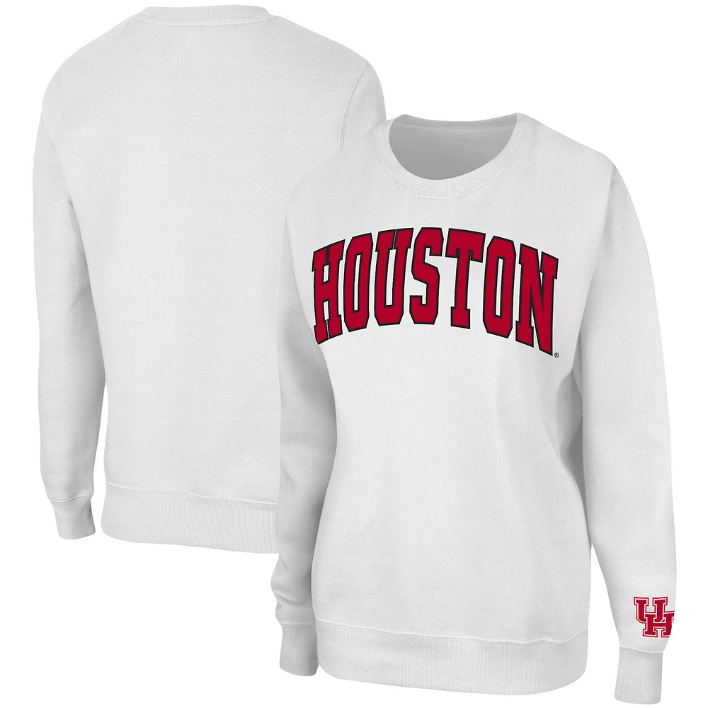 Women's Colosseum White Houston Cougars Campanile Pullover Sweatshirt