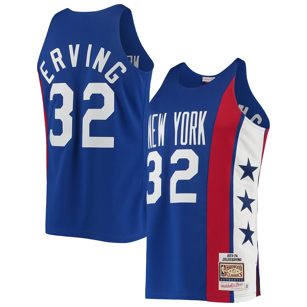 Men's Mitchell & Ness Julius Erving Blue New York Nets 1973/74 Hardwood Classics Authentic Jersey