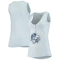 Women's Original Retro Brand Heathered Carolina Blue North Carolina Tar Heels Relaxed Henley V-Neck Tri-Blend Tank Top