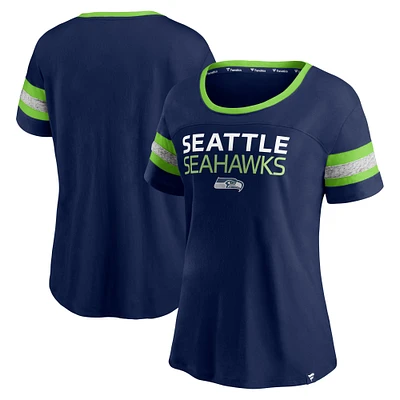 Women's Fanatics College Navy Seattle Seahawks Clean Cut Stripe T-Shirt