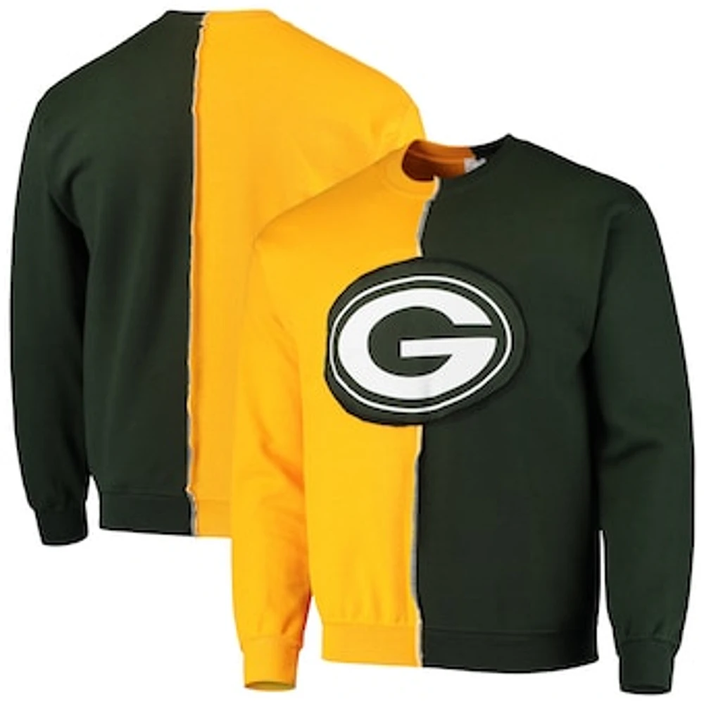 Men's Refried Apparel Gold/Green Green Bay Packers Sustainable Split Center Pullover Sweatshirt