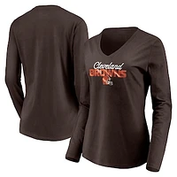 Women's Fanatics Brown Cleveland Browns Highly Valued Long Sleeve V-Neck T-Shirt