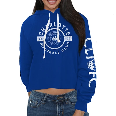 Women's Original Retro Brand Blue Charlotte FC Crop Pullover Hoodie