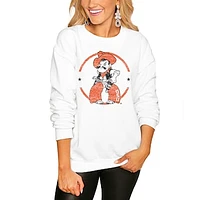 Women's White Oklahoma State Cowboys End Zone Pullover Sweatshirt