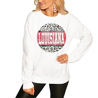 Women's White Louisiana Ragin' Cajuns Scoop & Score Pullover Sweatshirt