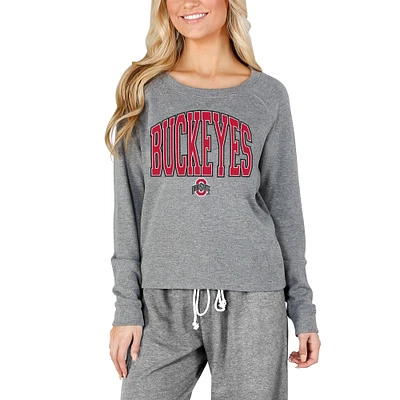Women's Concepts Sport Gray Ohio State Buckeyes Mainstream Terry Long Sleeve T-Shirt