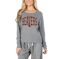 Women's Concepts Sport Gray Oregon State Beavers Mainstream Terry Long Sleeve T-Shirt