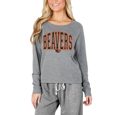 Women's Concepts Sport Gray Oregon State Beavers Mainstream Terry Long Sleeve T-Shirt