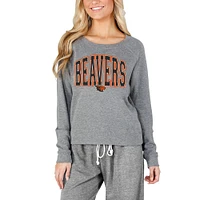 Women's Concepts Sport Gray Oregon State Beavers Mainstream Terry Long Sleeve T-Shirt