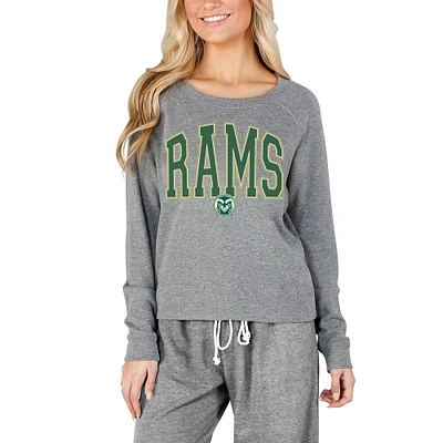 Women's Concepts Sport Gray Colorado State Rams Mainstream Terry Long Sleeve T-Shirt